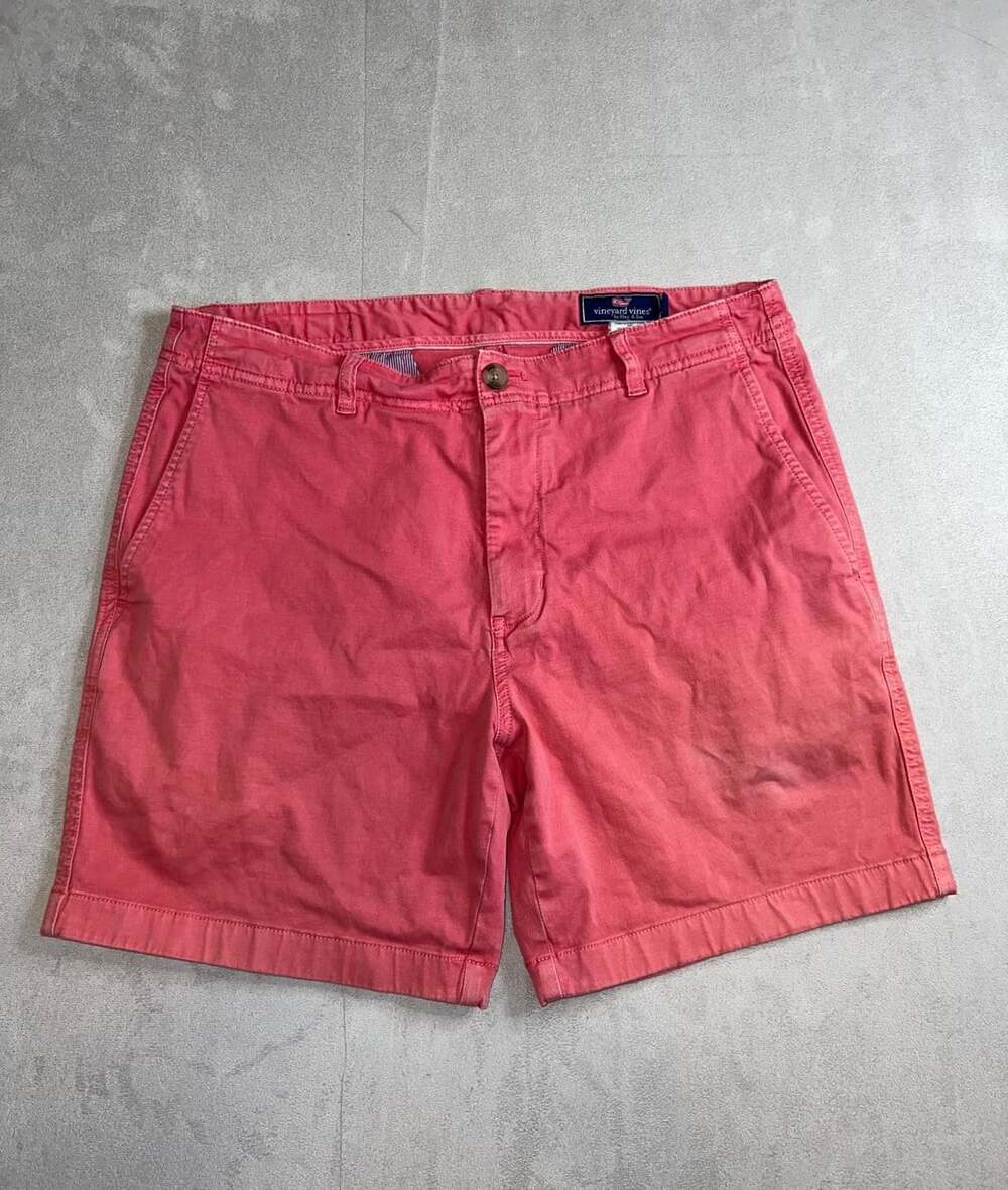 Vineyard Vines Chino Shorts Size 33 Pink Cotton Stretch Flat Front